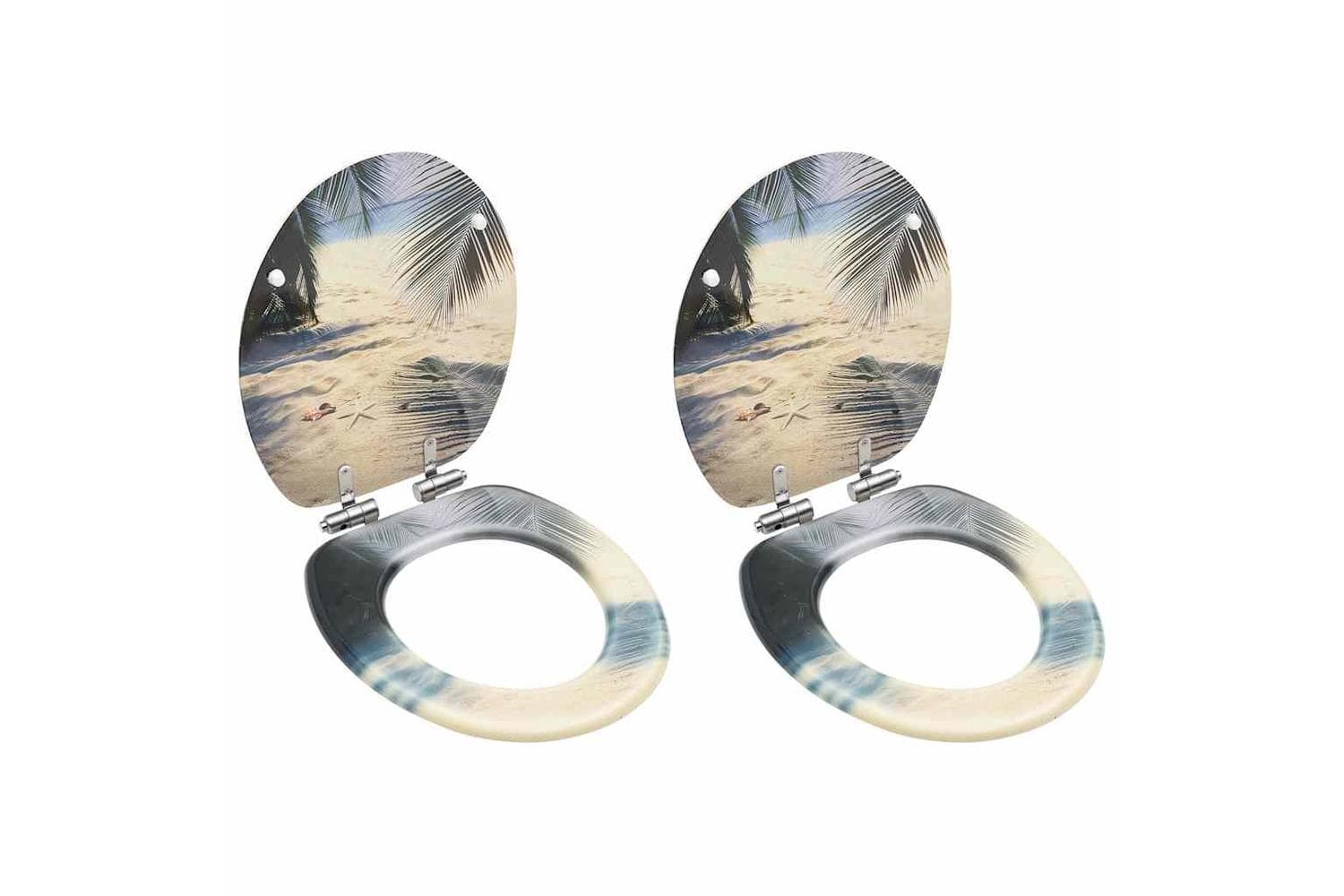 Vidaxl 3056416 Wc Toilet Seats With Soft Close Lid 2 Pcs Mdf Beach Design