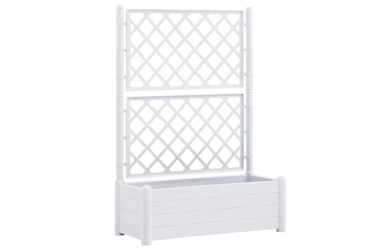 vidaXL 313983 Garden Planter With Trellis 100x43x142cm Pp White