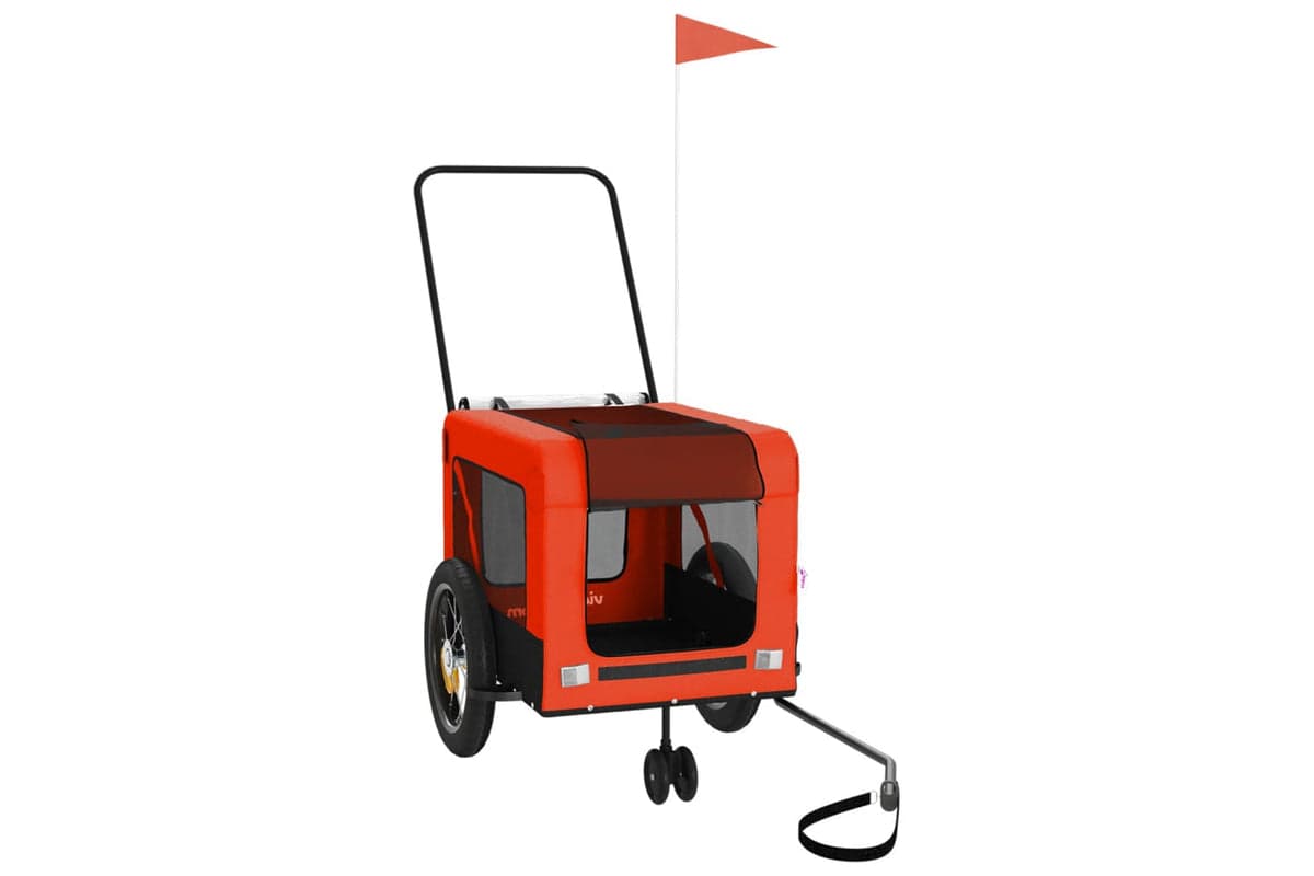 Vidaxl 93928 Pet Bike Trailer Orange And Black Oxford Fabric And Iron
