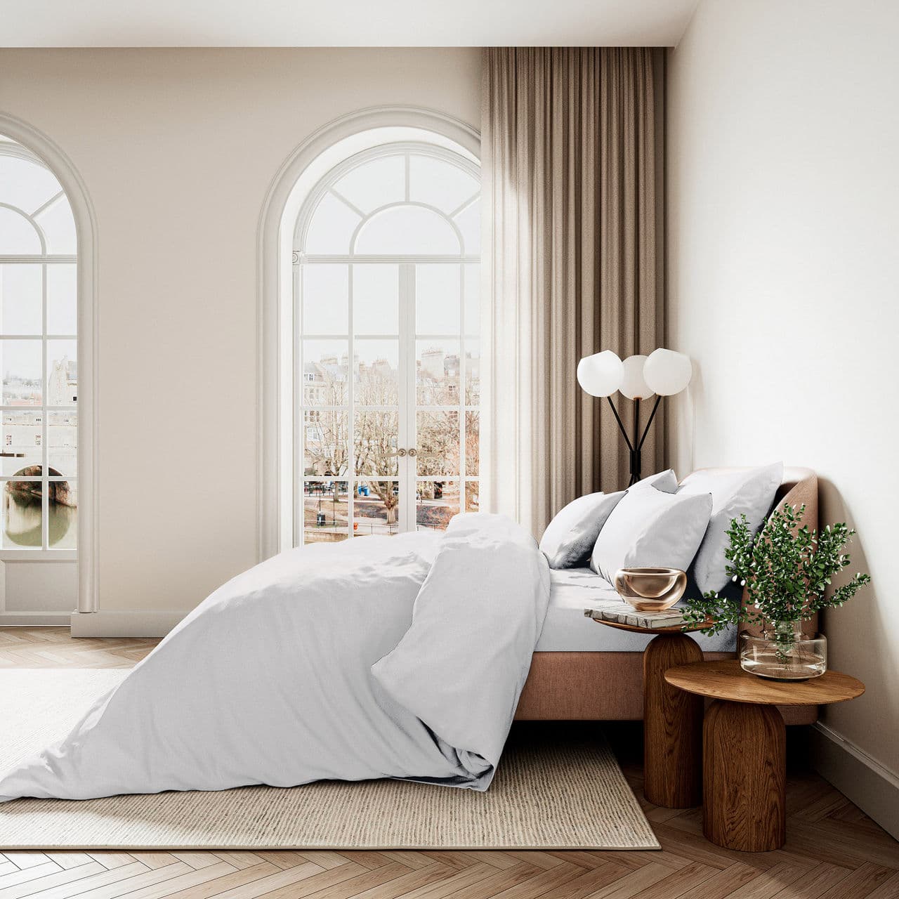 400 TC Cotton Sateen Coordinated Bedding White