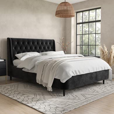 Amara Upholstered End-Lift Chesterfield Ottoman Storage Bed with Legs