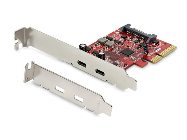 STARTECH.COM - Startech PCIe USB 3.1 Card, 2x USB C 3.1 Gen 2 10Gbps, PCIe Gen 3 x4, ASM3142 Chipset, USB Type-C PCI Express Card, 2-Port USB 3.2 Gen 2x1 Expansion Add-On Card, Windows, macOS, Linux - Full/Low-Profile - USB adapter - PCIe 3.0 x4 - USB-C 3.1 Gen 2 x 2