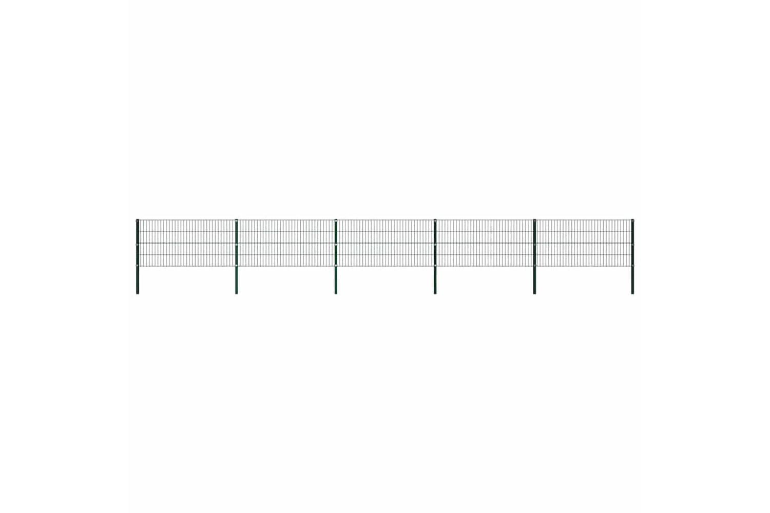 Vidaxl 278608 Fence Panel With Posts Iron 8.5x0.8 M Green