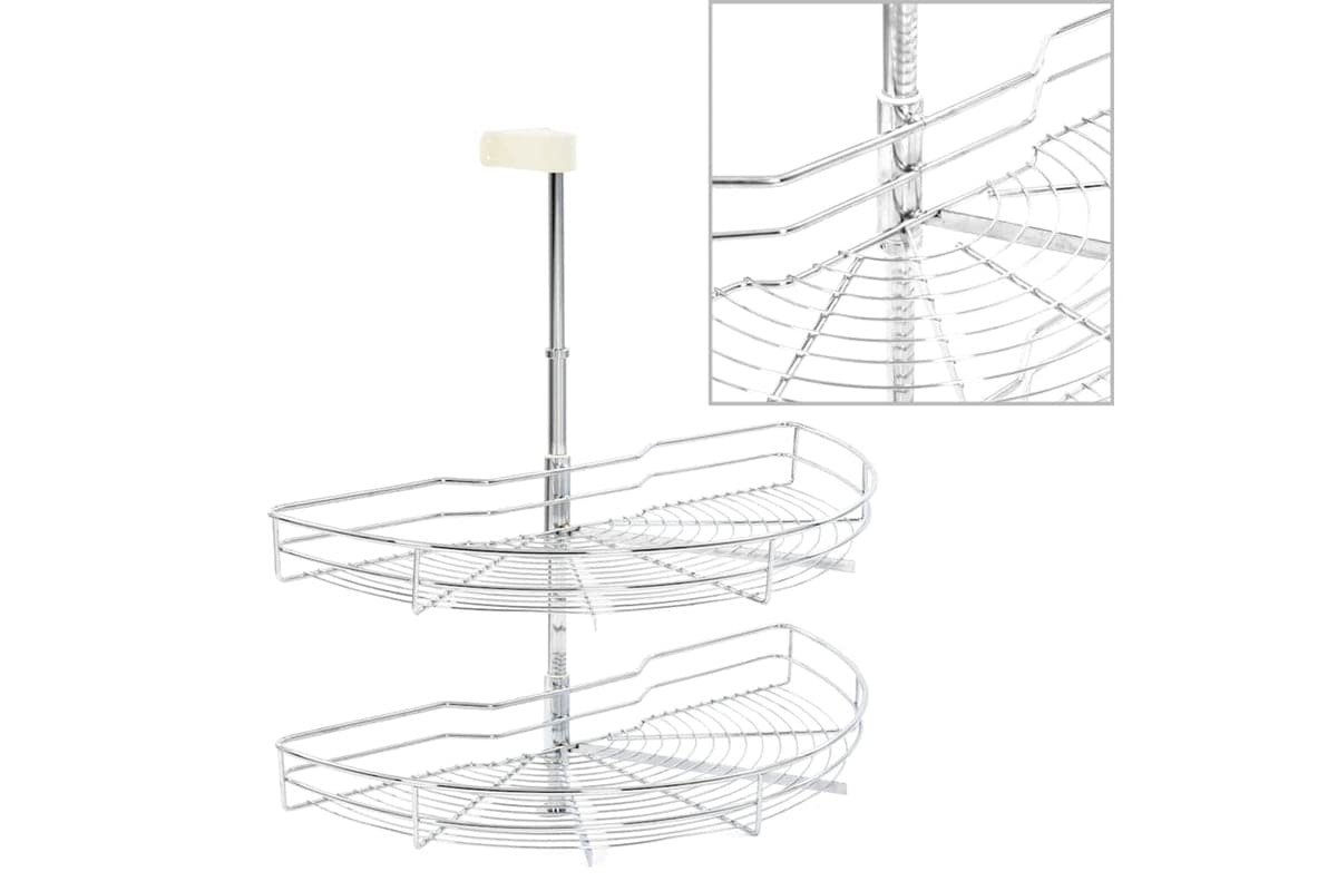 Vidaxl 2-tier Kitchen Wire Basket Silver 180 Degree 75x38x80 Cm