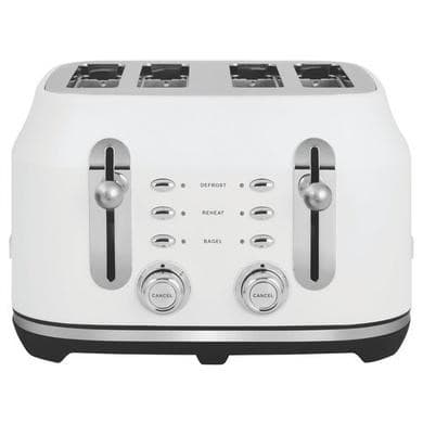Rangemaster Classic 4-Slice Traditional Toaster – Matte White Long Slot Design