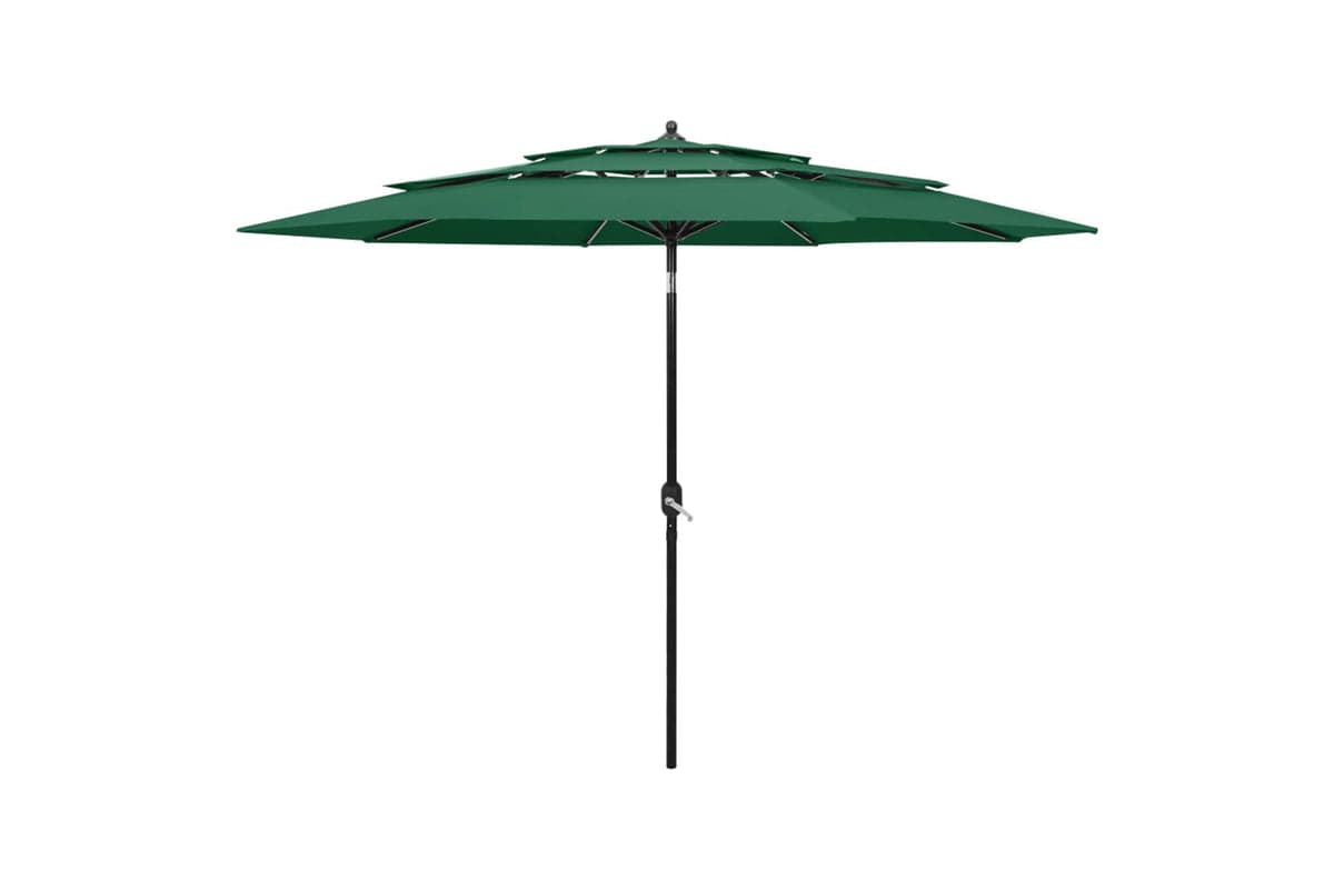Vidaxl 313869 3-tier Parasol With Aluminium Pole Green 3 M