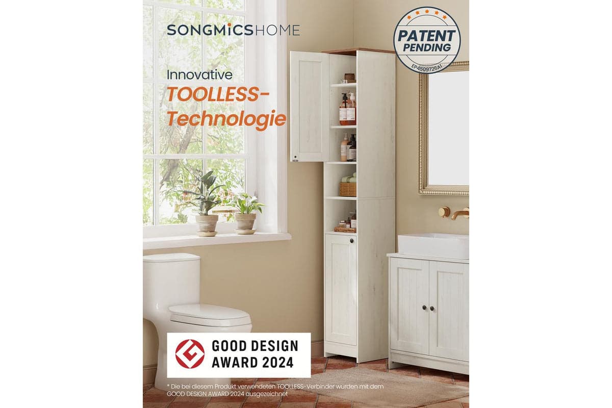 Songmics Home Storage Cabinet | Bathroom Storage Cabinet | Engineered Wood | 30 X 30 X 170 Cm