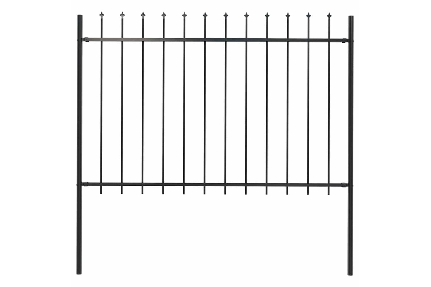 Vidaxl Garden Fence With Spear Top Steel 1.8 M Black
