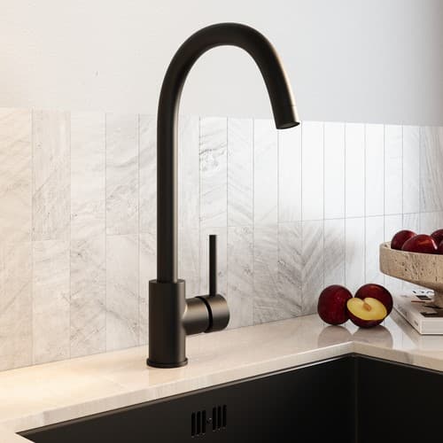 GRADE A1 - Matt Black Single Lever Monobloc Kitchen Mixer Tap – Enza Tamara