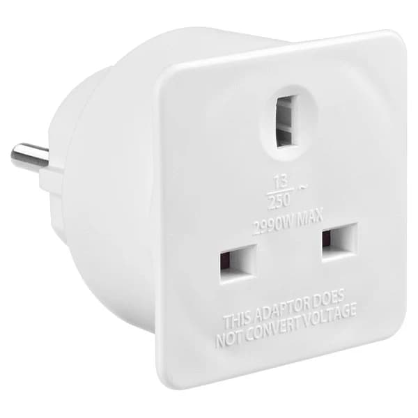 Masterplug UK to EU Travel Adaptor - White | TAEUR-MP