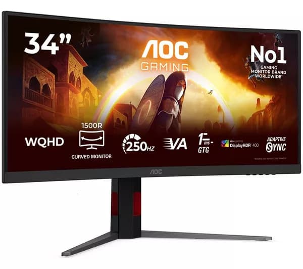 AOC CU34G4ZCA Wide Quad HD 34" Curved VA WLED Gaming Monitor - Black