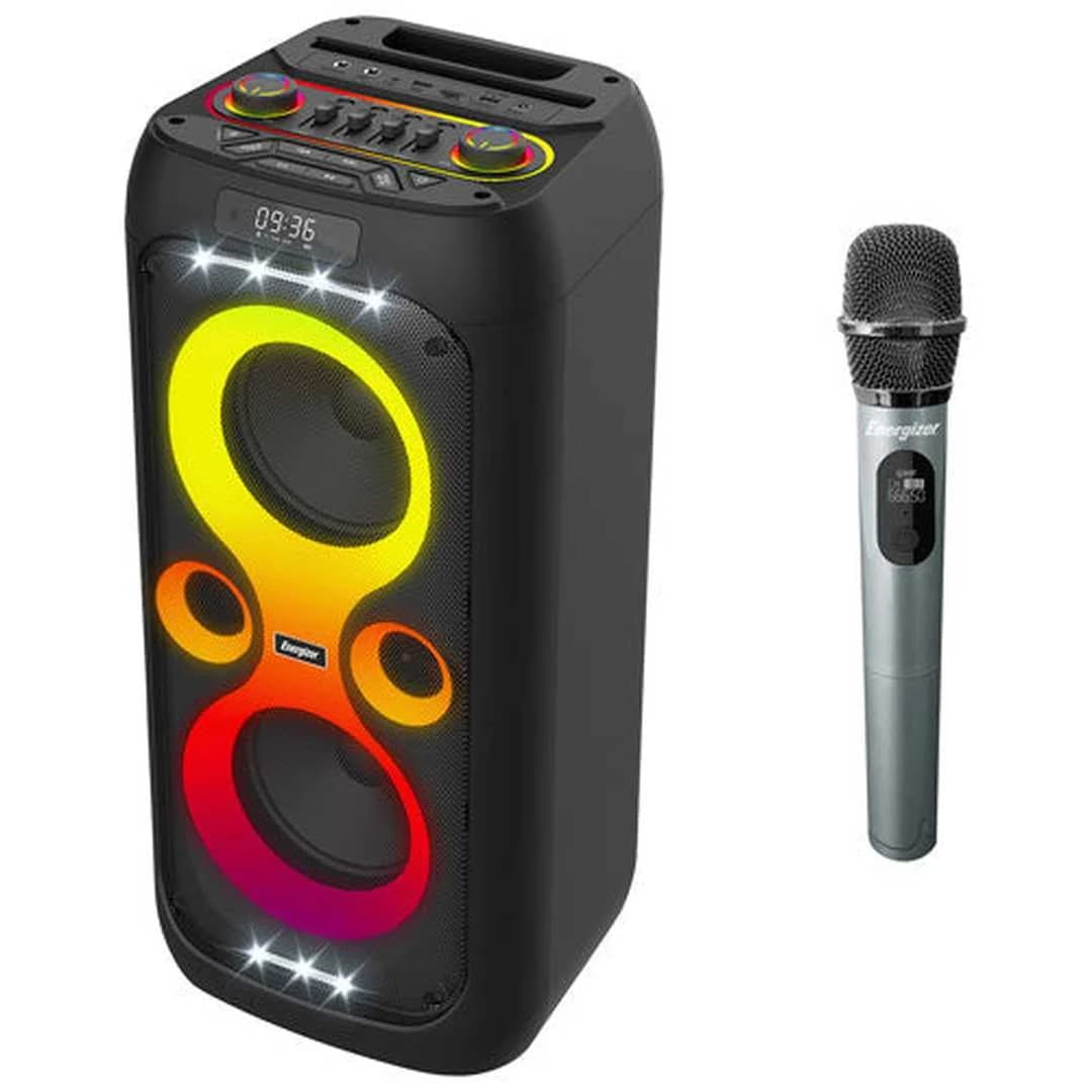 Energizer Bluetooth Party Speaker with Wireless Microphone & RGB Lighting | BTS566BK