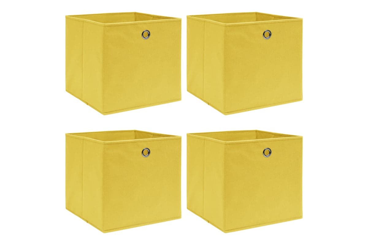 Vidaxl 288365 Storage Boxes 4 Pcs Yellow 32x32x32 Cm Fabric
