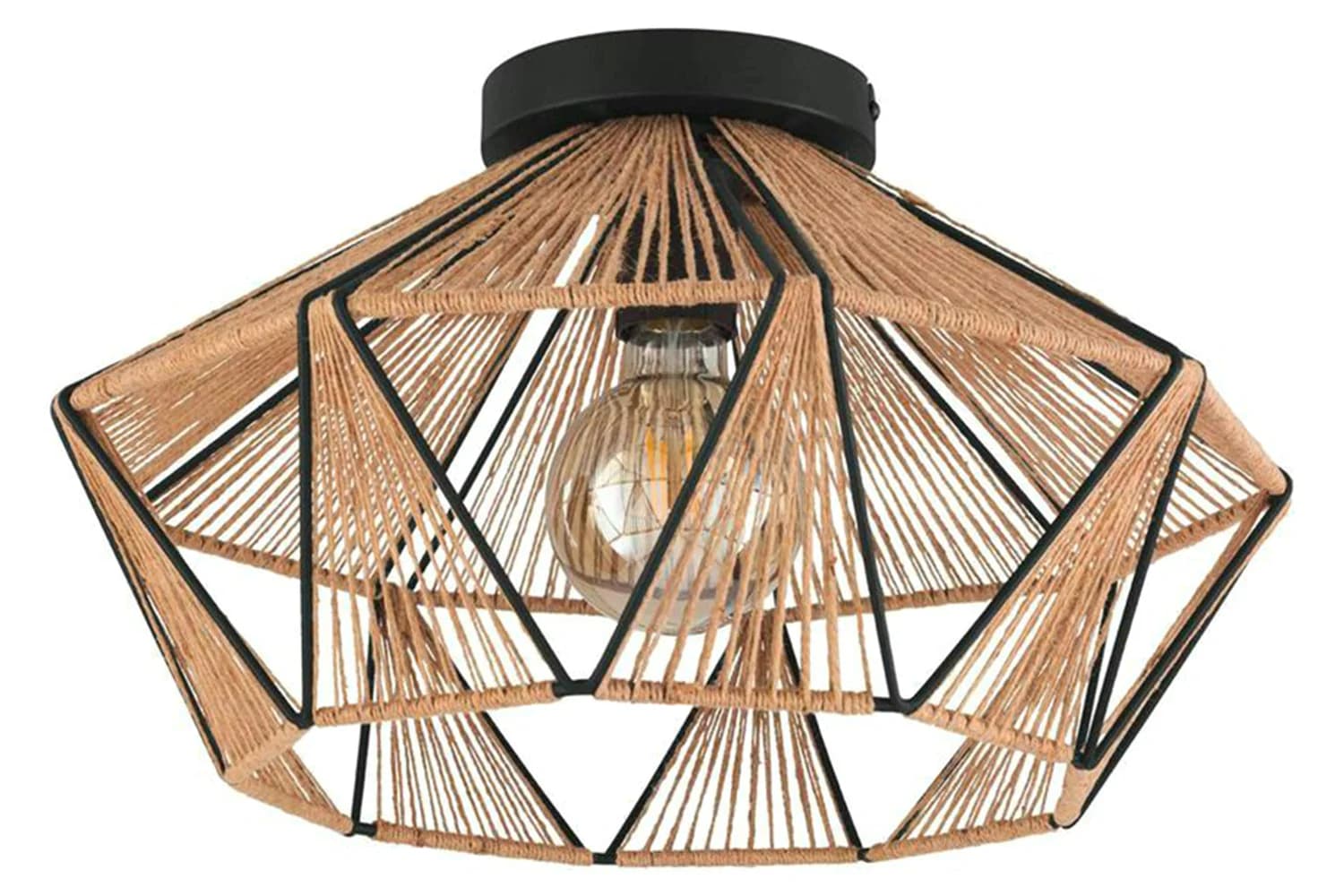 Eglo | Adwickle Natural Hemp Yarn Ceiling Light | Brown/Black
