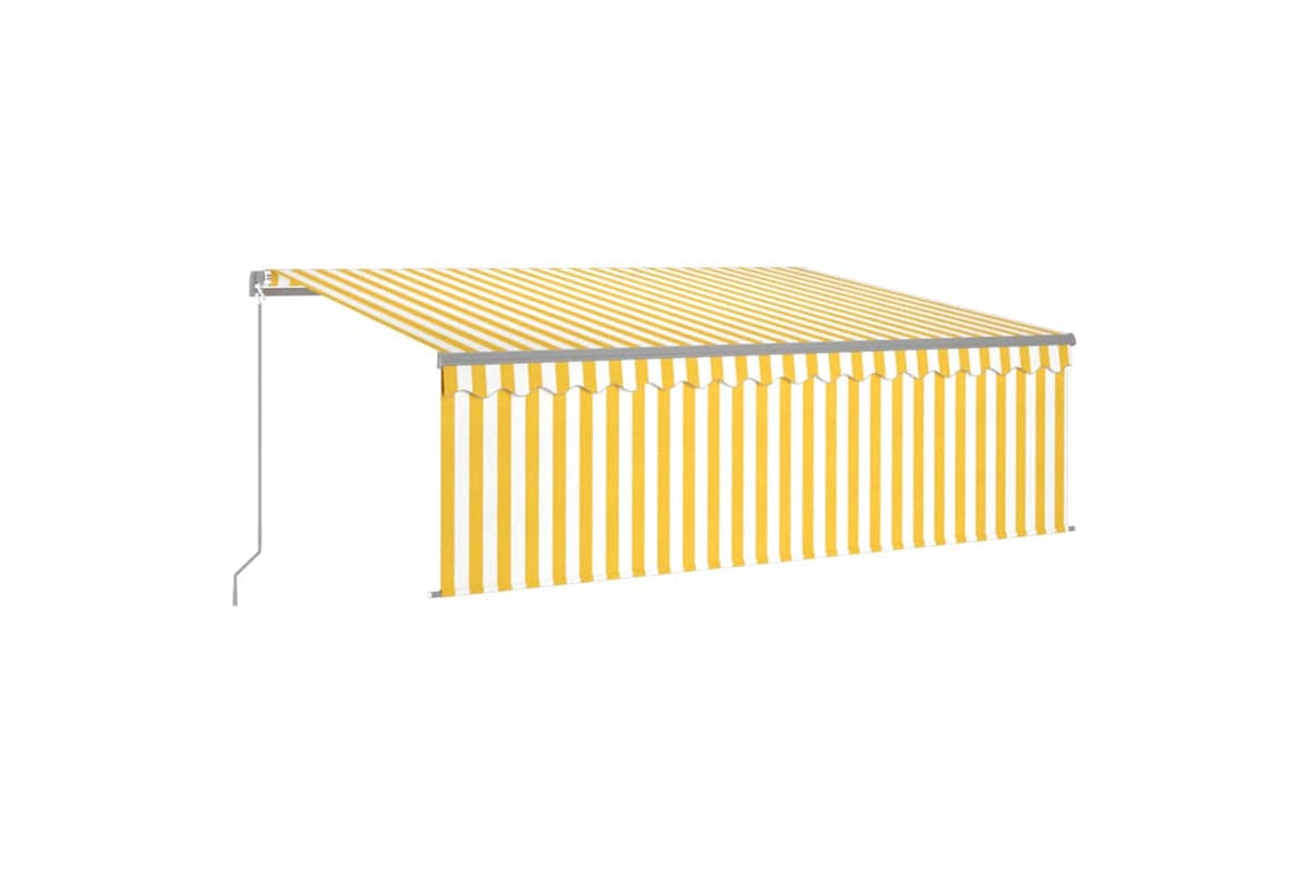 Vidaxl Manual Retractable Awning With Blind&led 4x3m Yellow&white