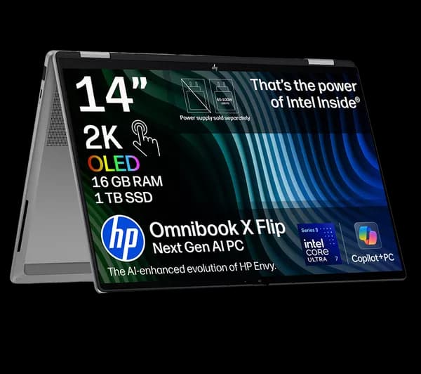HP OmniBook X Flip NGAI 14" 2 in 1 Laptop - Intel® Core™ Ultra 7, 1 TB SSD, Silver