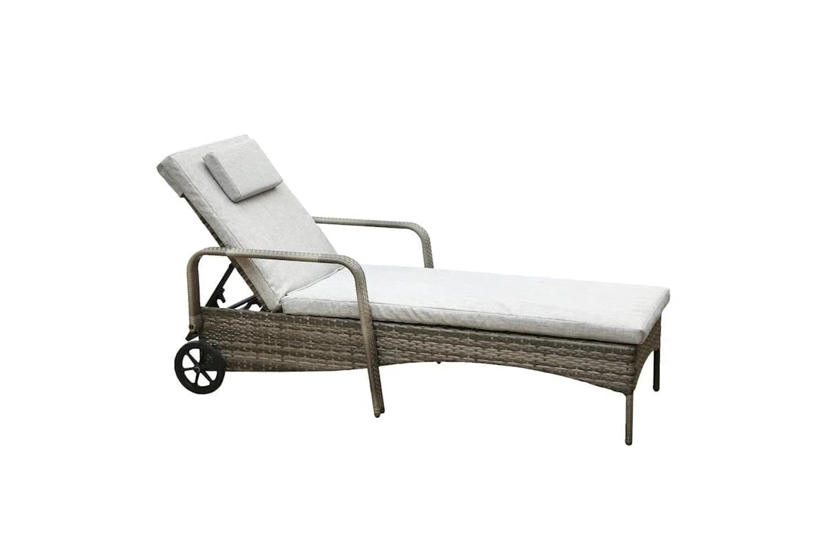 Ventura Deluxe Rattan Sun Lounger With Adjustable Recline - Grey