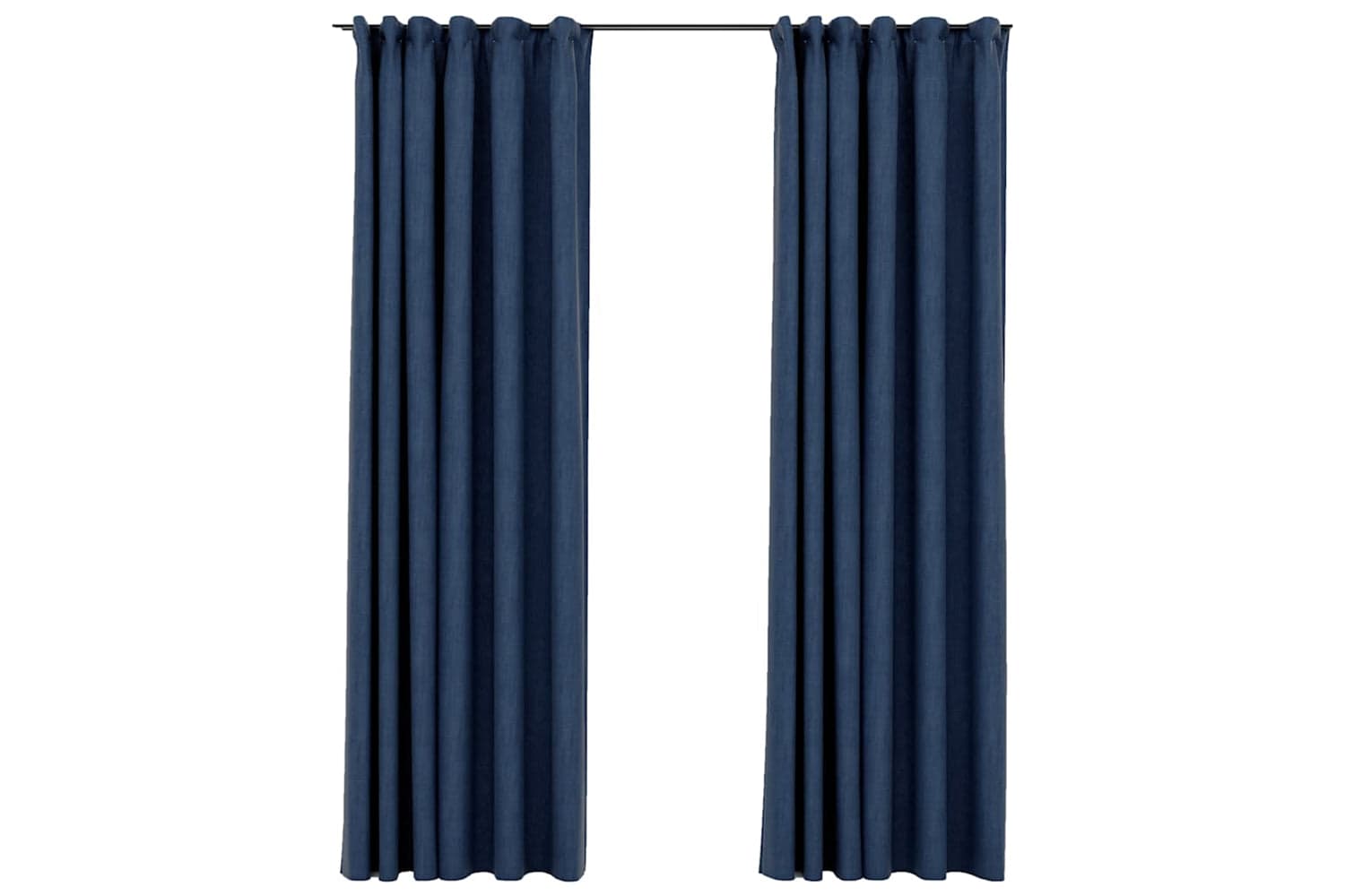 Vidaxl Linen-look Blackout Curtains With Hooks 2 Pcs Blue 140x245 Cm