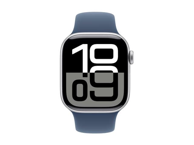 APPLE - Watch Series 10 (GPS + Cellular) - silver aluminium - smart watch with sport band - denim - 64 GB