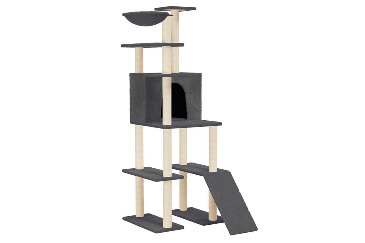 Vidaxl Cat Tree With Sisal Scratching Posts Dark Grey 166 Cm