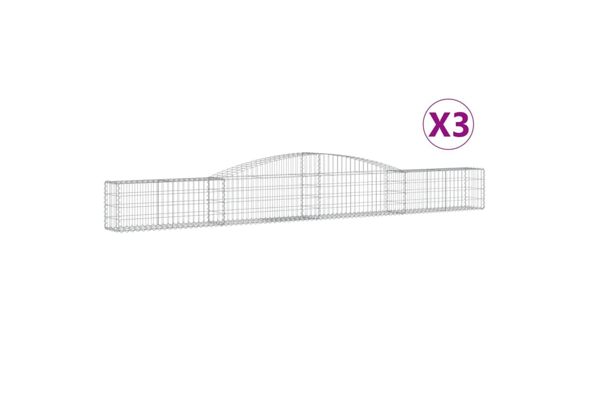 vidaXL 3146828 Arched Gabion Baskets 3 Pcs 400x30x40/60cm Galvanised Iron