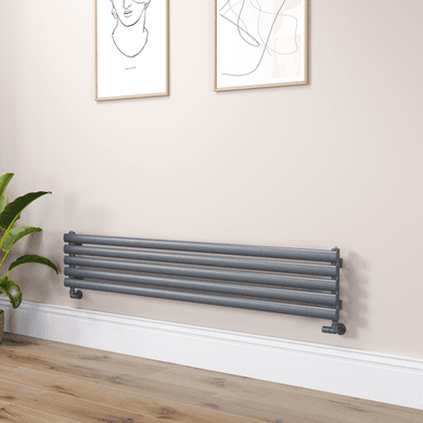 Sorrento Linea Dark Grey Anthracite Oval Designer Radiator 295x1600mm Single Panel 1891 BTU - Horizontal Bars