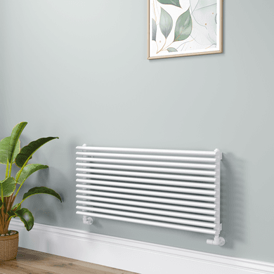 Ventura Linea White Oval Unique Designer Radiator 455x1000mm Single Panel 2249 BTU - Horizontal Bars