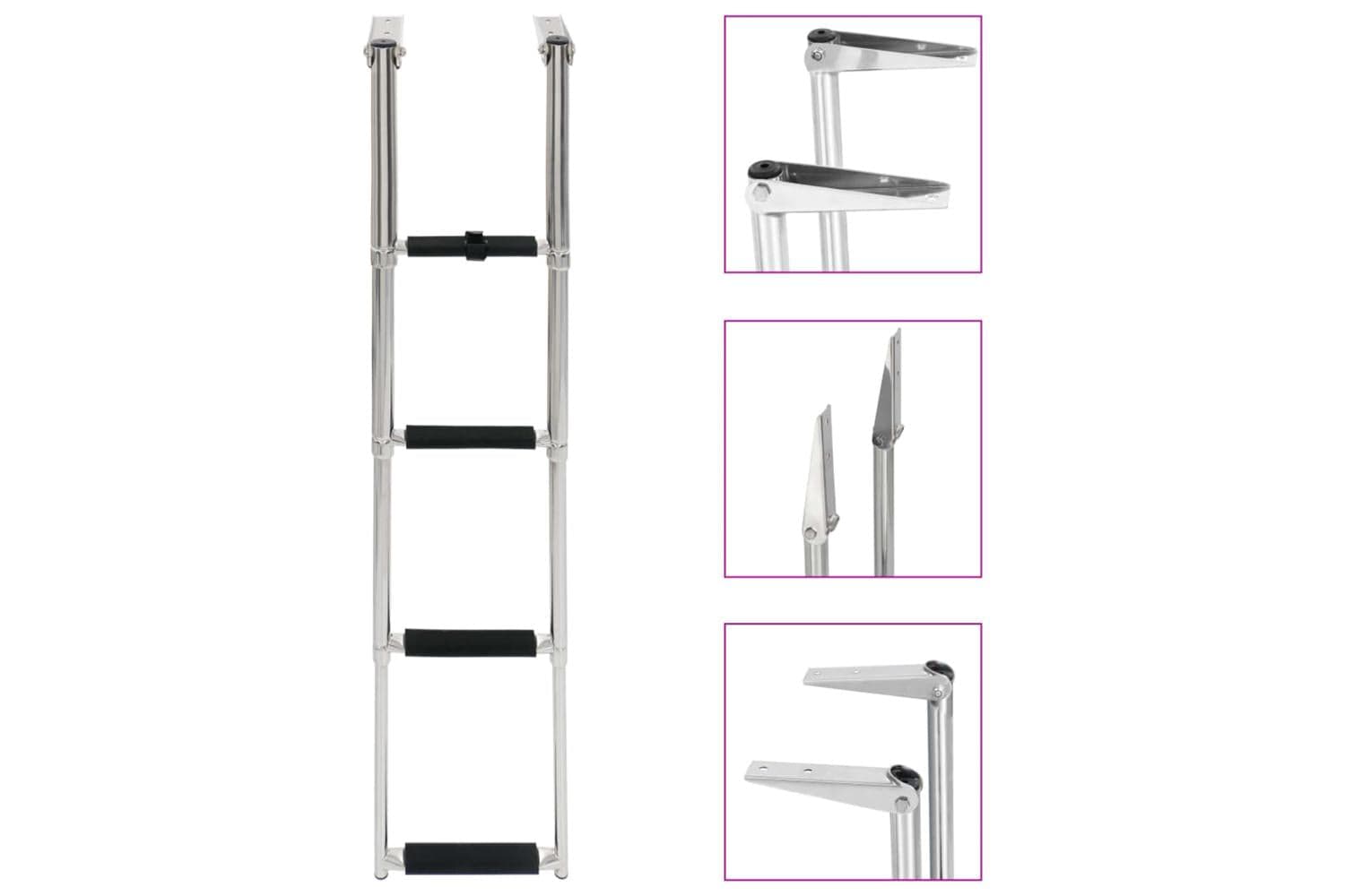 Vidaxl 92375 Folding Boarding Ladder 4-step Stainless Steel