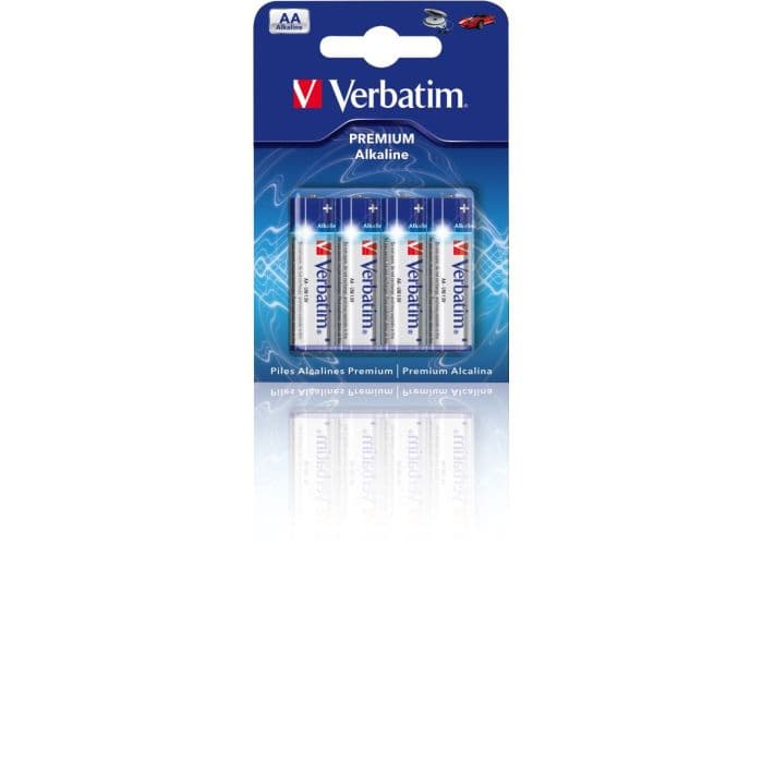 Verbatim 49921, AA Alkaline Batteries, 4 Pack