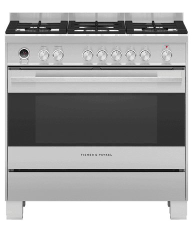 Fisher & Paykel 90cm Series 9 Contemporary 5 Burner Dual Fuel Pyrolytic Freestanding Cooker | OR90SDG6X1
