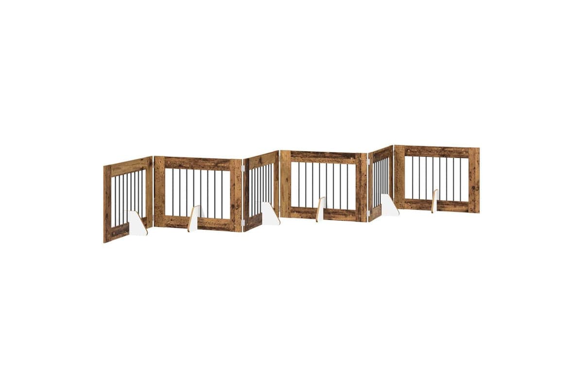 Vidaxl Foldable Dog Gate With Stands 6 Pcs Old Wood 482 Cm