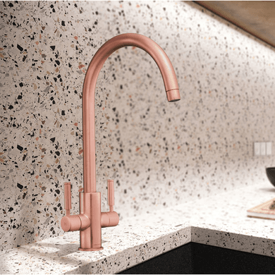 Box Opened Rangmaster Intense Brushed Copper Twin Lever Kitchen Mixer Tap