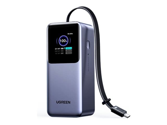 Ugreen - Nexode PB726 - power bank - with retractable cable - 165 Watt - Li-Ion - 20000 mAh - 72 Wh