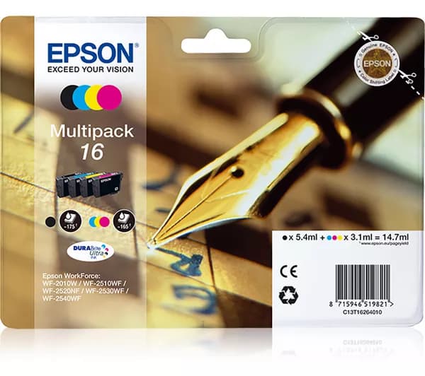 EPSON Pen & Crossword T1626 Cyan, Magenta, Yellow & Black Ink Cartridges - Multipack