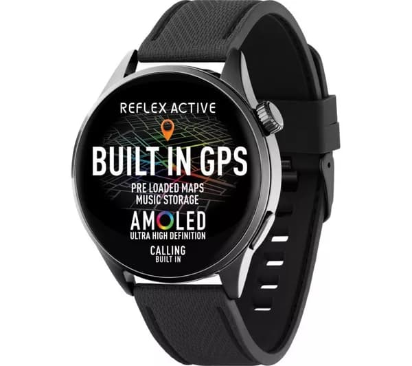REFLEX ACTIVE Series 45 Smart Watch - Black, Silicone Strap
