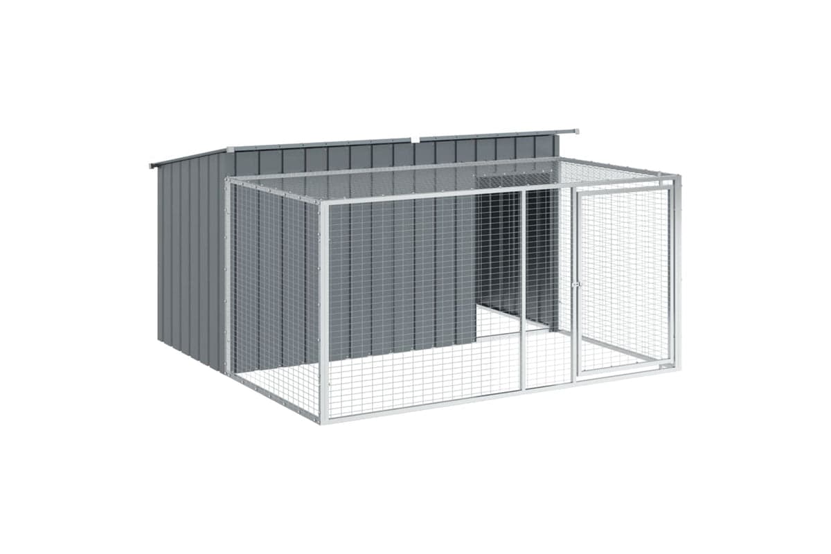 vidaXL 3214224 Dog House With Run Anthracite 197x194x110cm Galvanised Steel