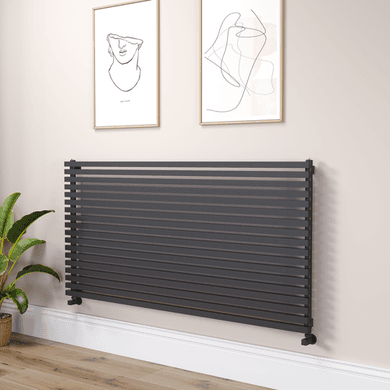 Ravello Linea Midnight Black Square Designer Radiator 810x1600mm Single Panel 5908 BTU - Horizontal Bars