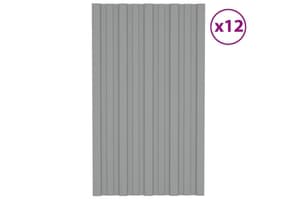 vidaXL 317201 Roof Panels 12 Pcs Galvanised Steel Grey 80x45cm