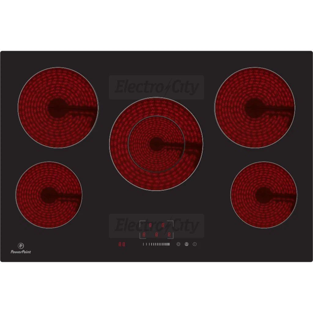 PowerPoint 77cm 5 Zone Ceramic Hob | Black