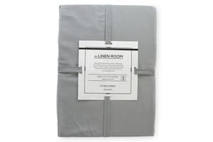 The Linen Room | 300TC Cotton Sateen Extra Deep Fitted Sheet | Grey | Super King