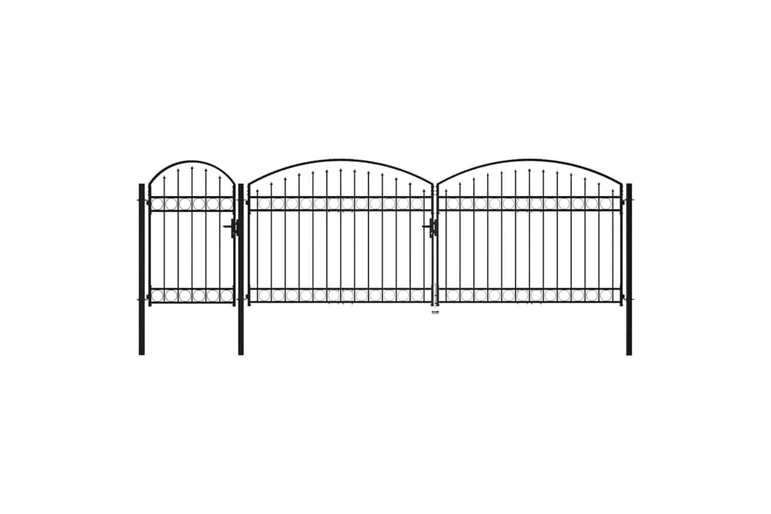 Vidaxl 144371 Garden Fence Gate With Arched Top Steel 1.75x5 M Black