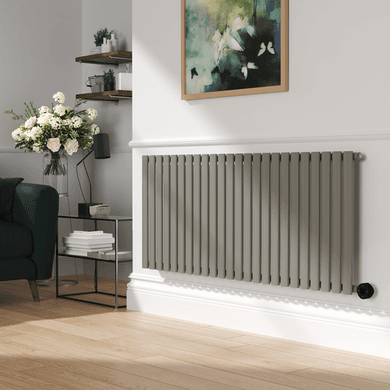 Smoked Stone Horizontal Smart Electric Radiator with Wi-Fi Thermostat - 2000W - H600xW1410mm - Bathroom Safe