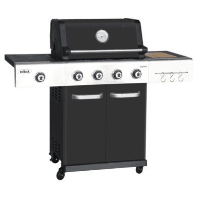 Outback Jupiter 4 Burner Hybrid with Chopping Board – Black