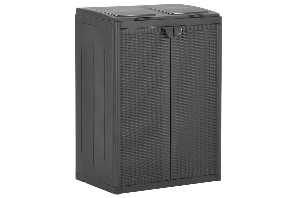 vidaXL 151224 Trash Bin With 2 Doors Black 65x45x88cm Pp