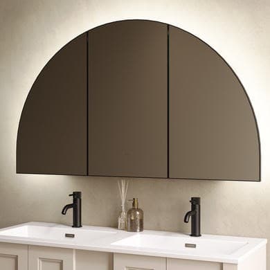 Triple Door Black Bathroom Mirror Cabinet with Lights Demister & Shaver Socket 1200 x 690mm - Empire