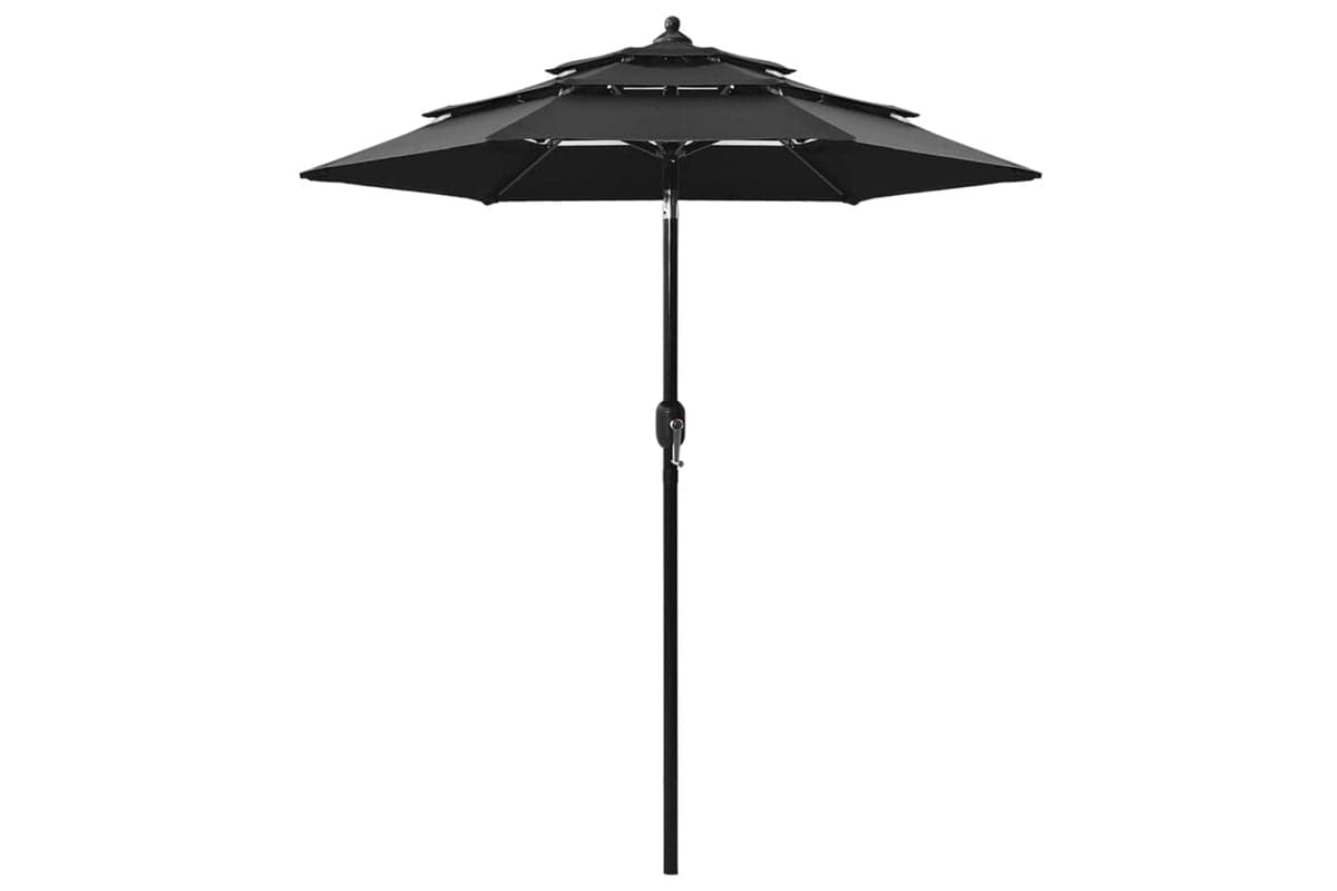 Vidaxl 313858 3-tier Parasol With Aluminium Pole Black 2 M