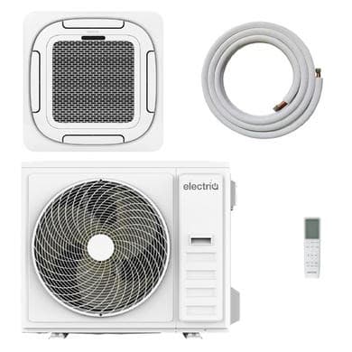 electriQ iQool-SRC48HP 48000 BTU Smart A++ Single Split Ceiling Cassette Air Conditioner with Heat Pump - 5m Pipe Kit Included 3 Phase
