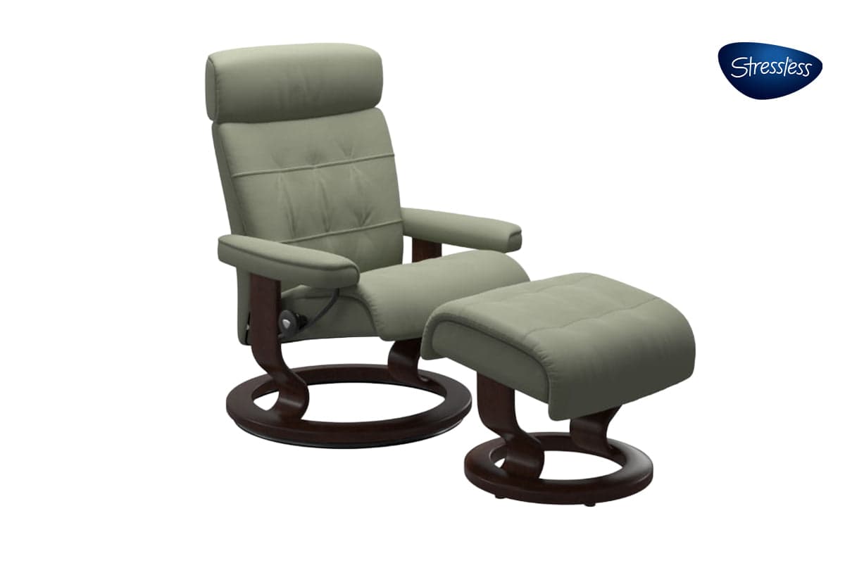 Stressless Erik Recliner Classic Base with Footstool | Leather | Green
