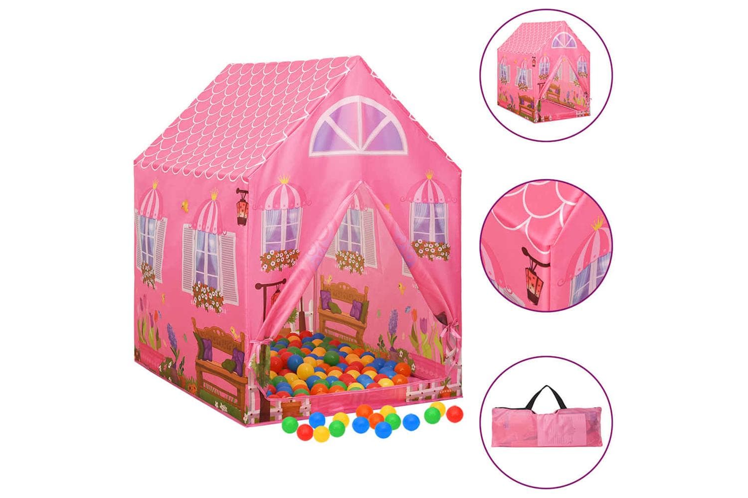 vidaXL Children Play Tent With 250 Balls Pink