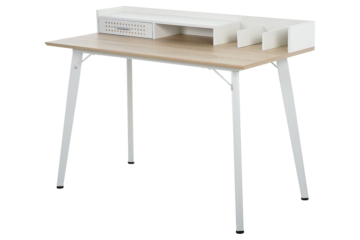 Homcom Writing Desk with Drawer| Brown/White